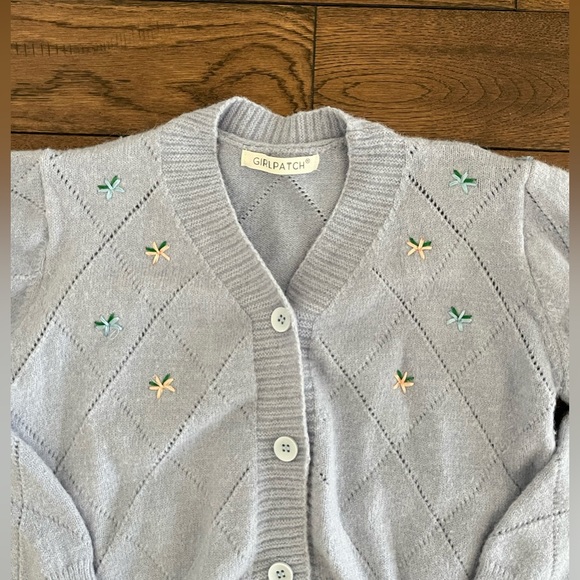 YESSTYLE BABY BLUE flower cardigan!! SUPER SOFT spring/summer must have - Picture 3 of 4